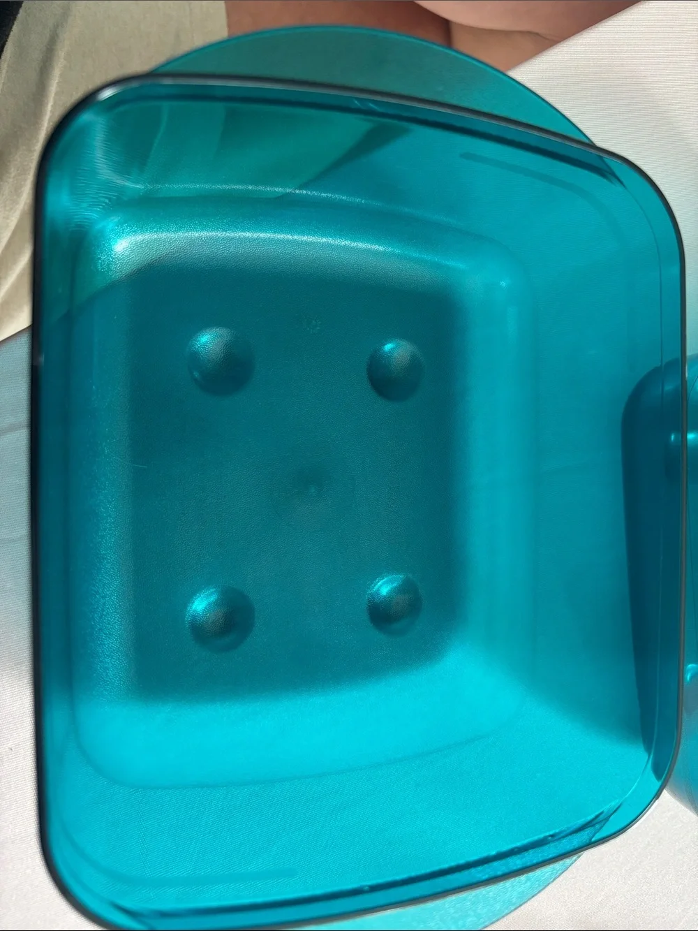 Tupperware Teal Blue Containers with Lime Green Vents (Pair)
